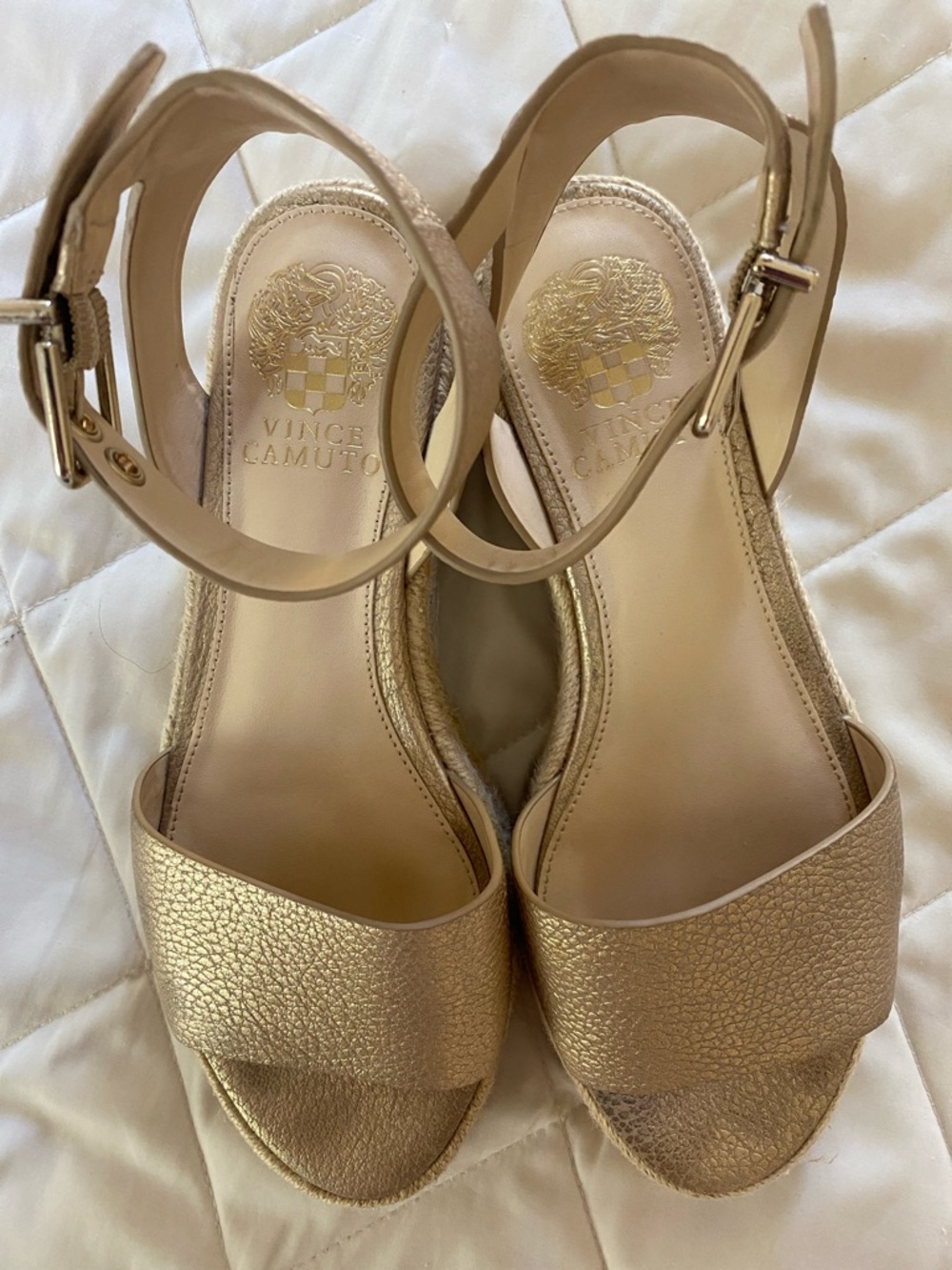 Vince Camuto Gold Wedge Sandals